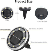 ZAIYW 12 Pack Solar Ground Lights Outdoor Waterproof Pathway Lights Solar Powered Disc Landscape Lighting for | Lumora