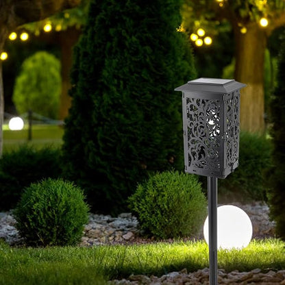 Hyuduo Solar Pathway Lights Outdoor ABS Material Auto On Off IP65 Safety with Overcharge Light Recognition Garden Stake Lights Landscape Pathway Lights for Deck Yard
