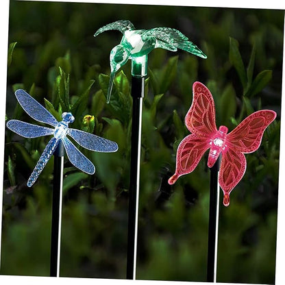 2pcs Solar Stick Lamps Outdoor LED Garden Decor Solar Lawn Lights with Butterfly Easy Installation Weatherproof Landscape Lighting for Patio Pathway