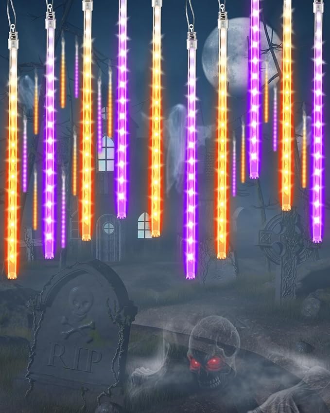 Flacchi Halloween Lights Outdoor 20 Tubes 480 LED Raindrop Meteor Shower Icicle Lights with Timer Function | Lumora