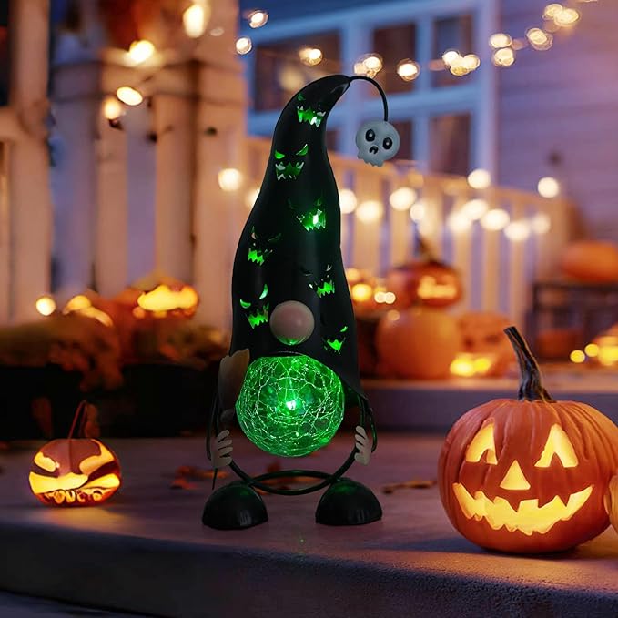 Halloween Decorations Outdoor Solar Lights Gnome, Color Changing LED Lights with Jack-O-Lantern Hollowed-Out Hat | Lumora