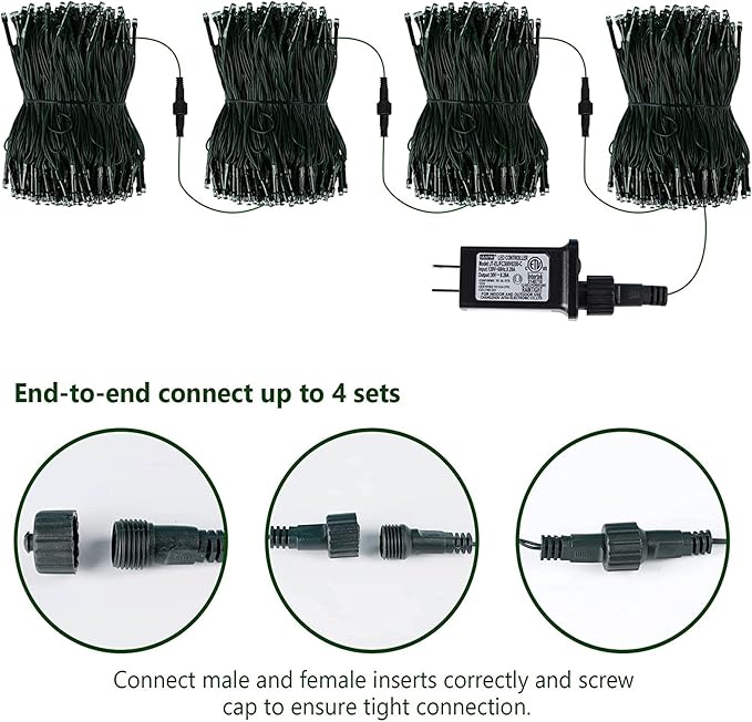 kemooie 300 LED Outdoor Christmas Lights, 99FT 8 Twinkle Modes Green Wire Fairy String Lights for Indoor Outdoor Christmas Tree Lights Wedding Party Decorations(Blue)