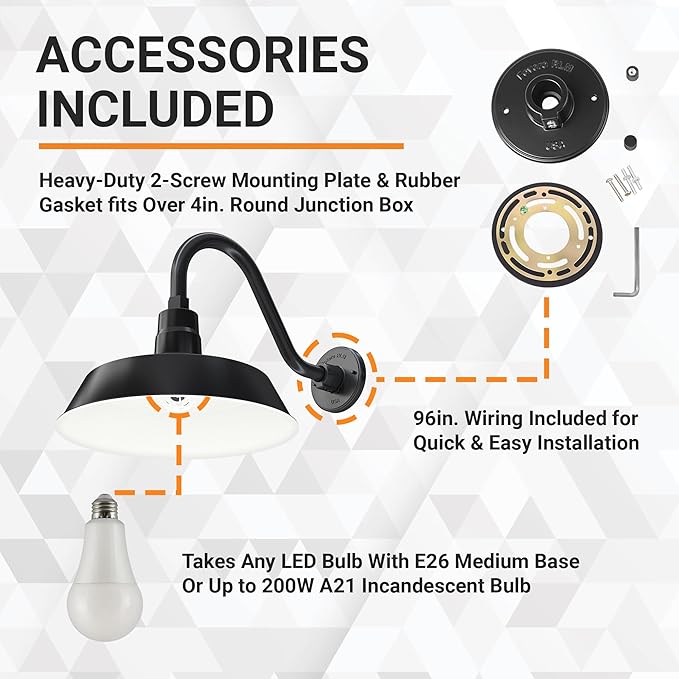 14in. Satin Black Outdoor Gooseneck Barn Light Fixture With 14.5 in. Long Extension Arm - Wall Sconce Farmhouse | Lumora