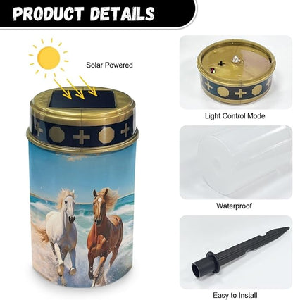 Running Horse Horse Yard Stake Lights,Horse Garden Stake Lights Solar Powered Lantern Landscape Lighting,Hose Decor LED Lantern,Garden Horse Decoration-Warm White