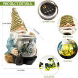 Solar Firefly Jar Gnome Waterproof - Large Garden Gnome Funny Solar Outdoor LED Lights Resin Statues 10.6" Lantern | Lumora