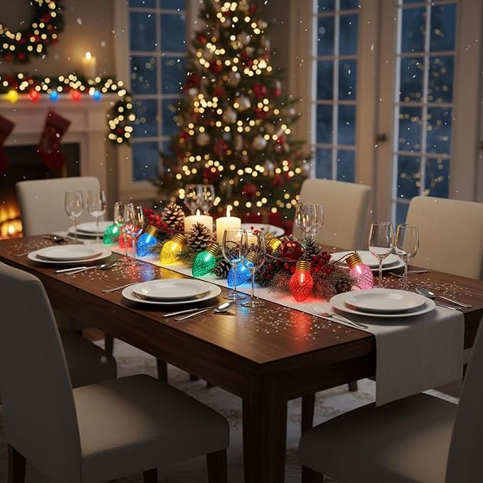 16FT Jumbo Christmas Lights,C7 Jumbo Xmas String Light Christmas Outdoor Decorations Lights with 10 Large Diamond | Lumora