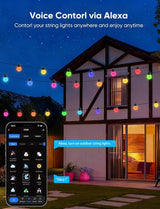 APPECK Outdoor String Lights 100FT, RGBW Smart Patio Lights with 111 Scene Modes, Christmas String Lights with 50 | Lumora