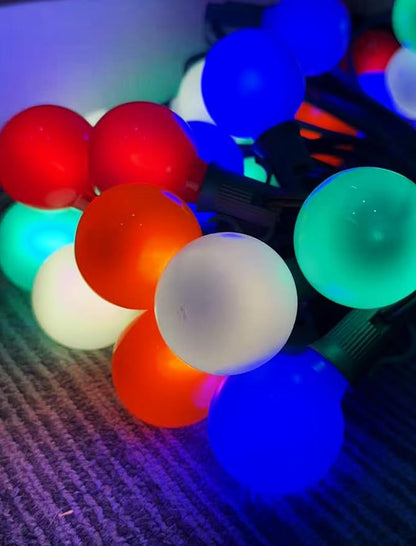 25Ft LED Christmas Outdoor String Lights, G40 Globe Night Lights with 27 0.6W Ceramic Multicolor Bulbs, Vintage Ceramic Lights for Holiday Party Backyard Wedding Garden Patio Porch Decor, Green Wire