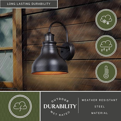 VAXCEL Delano Bronze Motion Sensor Dusk to Dawn Farmhouse Barn Dark Sky Outdoor Wall Light