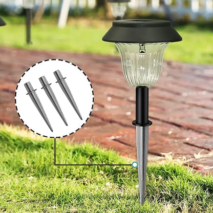 16 PCS 5.3 Inch Solar Light Stakes, Silver Spikes Metal Pathway Stakes, LED Light Ground Spikes for Garden Decoration