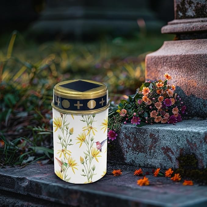 Hummingbirds Floral Outdoor Solar Lights Solar Stake Lights Waterproof Pretty Solar Walkway Lights Yard Pathway Light Yellow Solar Lantern,Wall Light Auto On/Off