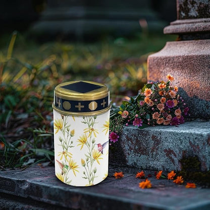 Hummingbirds Floral Outdoor Solar Lights Solar Stake Lights Waterproof Pretty Solar Walkway Lights Yard Pathway Light Yellow Solar Lantern,Wall Light Auto On/Off