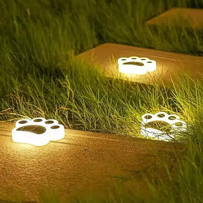 Solar Paw Print Lights, Cats and Dogs Animal Solar Lights, Outdoor Decorative Lights, Garden Lights Path Lights Walkway Lighting, Suitable for Terrace Yard Garden Path Lawn Yard 4 Pack (Style C)