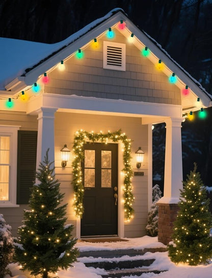 25Ft Multicolor Christmas Lights Outdoor, C9 7W Vintage Ceramic Valentine's Day String Lights with 26 Colorful Bulbs, Hanging Patio Lights for Porch Roofline Christmas Tree Garden Pathway Indoor Decor