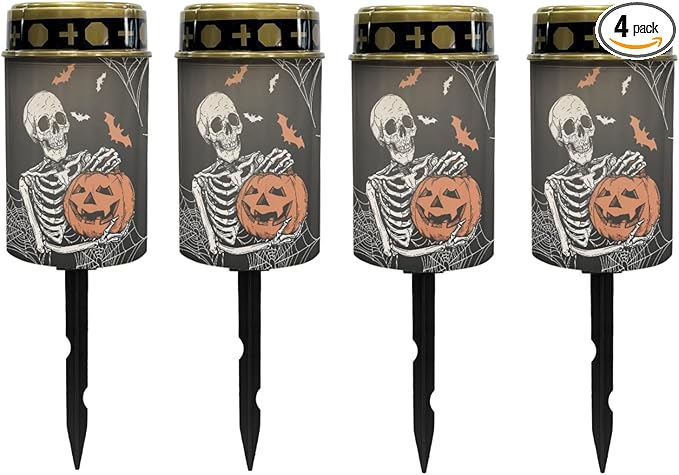 Halloween Skull Solar Pathway Lights,Waterproof Solar Garden Lights Outdoor Solar Walkway Lights Landscape Halloween Decoration Lighting for Yard,Walkway,Patio,Driveway