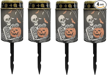 Halloween Skull Solar Pathway Lights,Waterproof Solar Garden Lights Outdoor Solar Walkway Lights Landscape Halloween Decoration Lighting for Yard,Walkway,Patio,Driveway