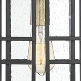 Possini Euro Design Arley Modern Outdoor Hanging Ceiling Light Fixture Black Geometric Frame 12 1/2" Seedy Glass | Lumora