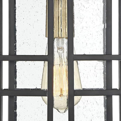 Possini Euro Design Arley Modern Outdoor Hanging Ceiling Light Fixture Black Geometric Frame 12 1/2" Seedy Glass for Exterior Barn Deck House Porch Yard Patio Outside Garage Front Door Garden Home