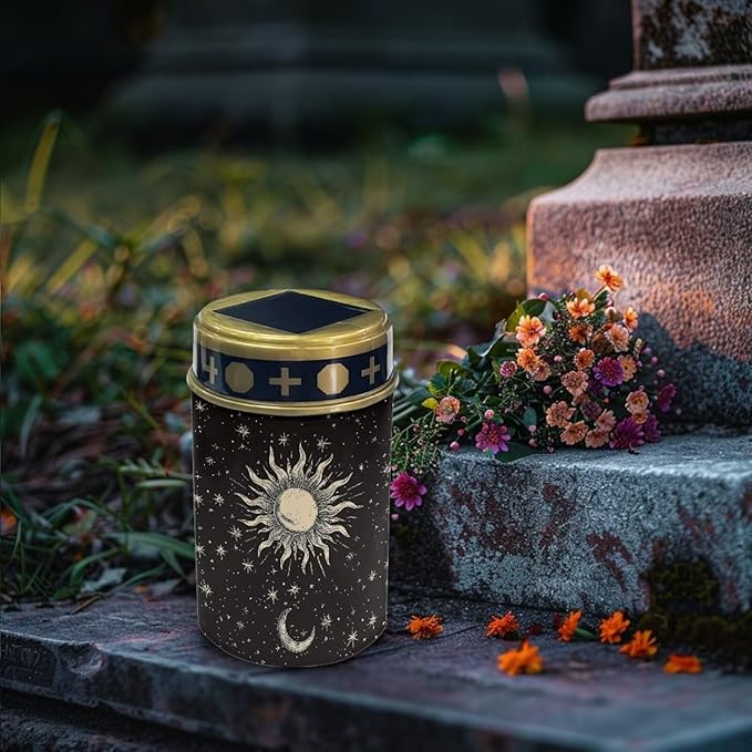 Sun and Moon Cemetery Solar Lights Sympathy Memorial Lights Solar Lights Grave Decorations for Cemetery Dad Solar Garden Stake Lights Solar Outdoor Lights Waterproof