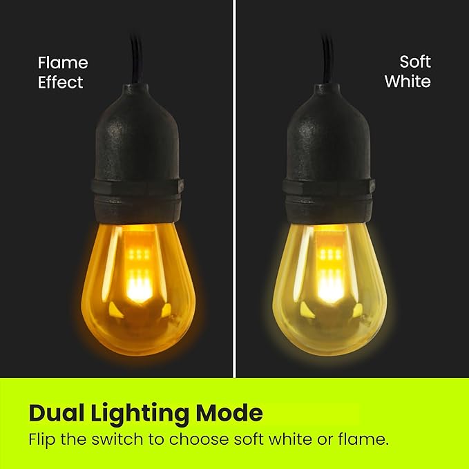 Feit Electric LED String Lights with Flame Bulbs Effect, 12ft Commercial Grade and - Outdoor Security Flood Light | Lumora