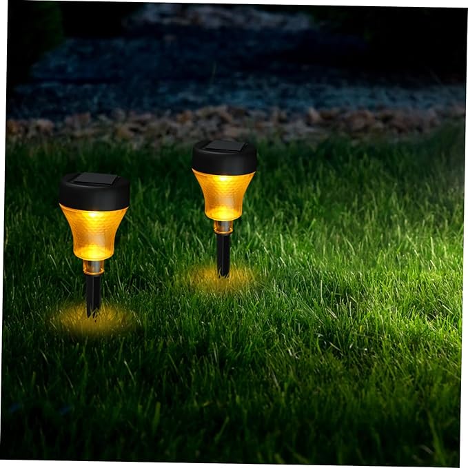 balacoo 2pcs Solar-Powered Lamps for Outside Led Garden Lights Solar Pathway Lights Energy-efficient Decorative Landscape Lighting Warm for Garden Decor
