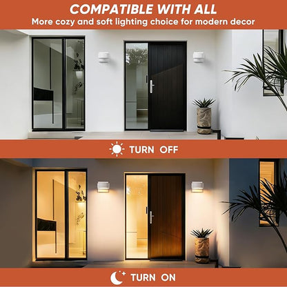 Fire Wolf Aluminum LED Outdoor Wall Light, Modern Black 3000K Outdoor Wall Sconce, Waterproof Front Door Down Light Wall Mount, White Exterior Lighting Fixtures for Hallway, Garden, Porch, Patio