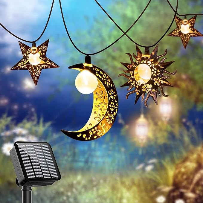 Beautyard Solar String Lights Outdoor Star Moon Sun 13Ft 153In Led Solar Powered Decorative Lights for Garden Patio | Lumora