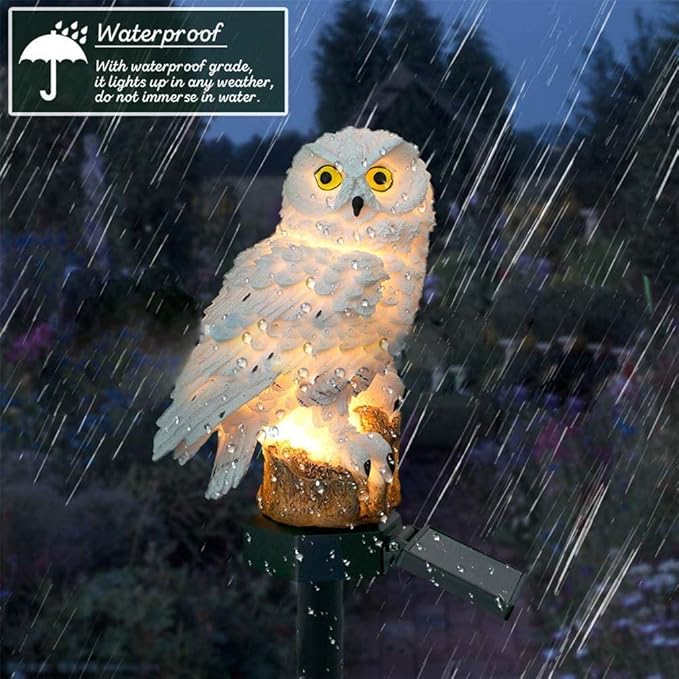 Ulalaza Outdoor Solar Lights Owl Shape Solar Powered LED Lamp Waterproof Garden Lights Stake Lights for Walkway
