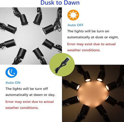 Deck Lights with Photocell and Protecting Shell, Warm White Φ1.18in Low Voltage 12V DC IP67 Waterproof, Electric Wired Round Recessed LED Outdoor Stair Step Landscape Lighting, 16 Pack Black