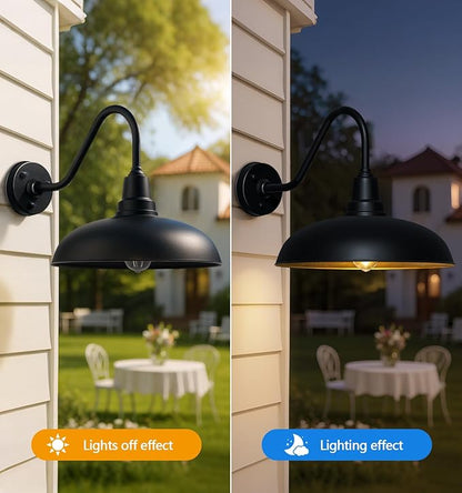 23" Extra Large Outdoor Gooseneck Barn Light - Black Wall Mount Light, Rust-Resistant and Water-Resistant, Classic Farmhouse Design, Suitable for Warehouse, Garage and Porch - 2 Pack