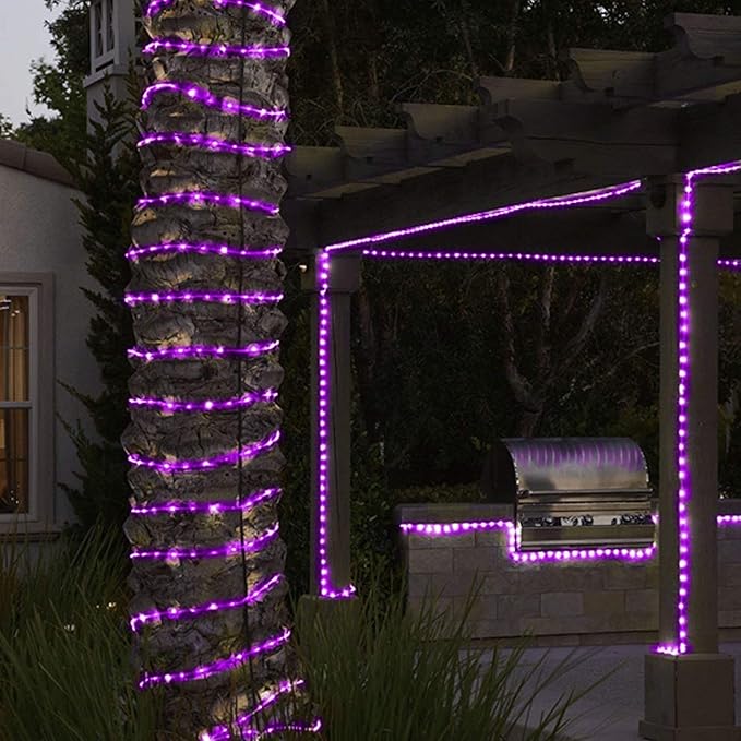 Solar Rope Lights Outdoor, 23ft 50LED Outdoor Rope String Lights Waterproof Copper Tube Wire String Lights for Garden,Yard, Path, Fence, Stairs, Backyard, Patio (Purple)