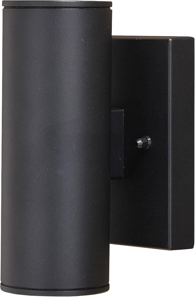 VAXCEL Chiasso Modern Outdoor Porch Light,4.5" W x 8" H 2-Light Black Cylinder Wall Sconce, Waterproof LED Up and | Lumora