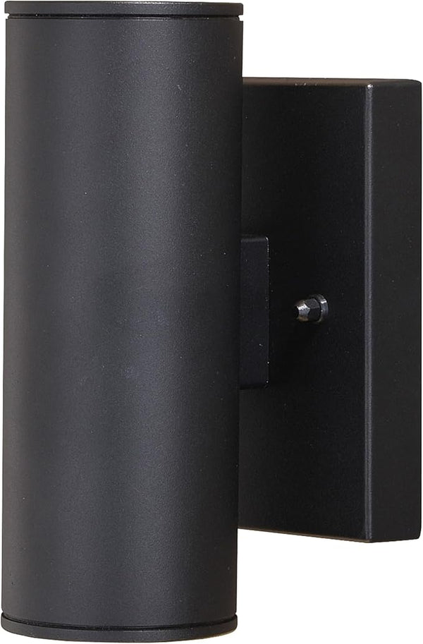 VAXCEL Chiasso Modern Outdoor Porch Light,4.5" W x 8" H 2-Light Black Cylinder Wall Sconce, Waterproof LED Up and | Lumora