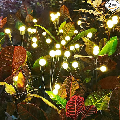 ANTQUE (2 Pack 16 LED Firefly Light, New Upgraded Swaying Starburst Solar Garden Lights, Vibrant Waterproof Outdoor Lights for Yard Patio Pathway Decoration