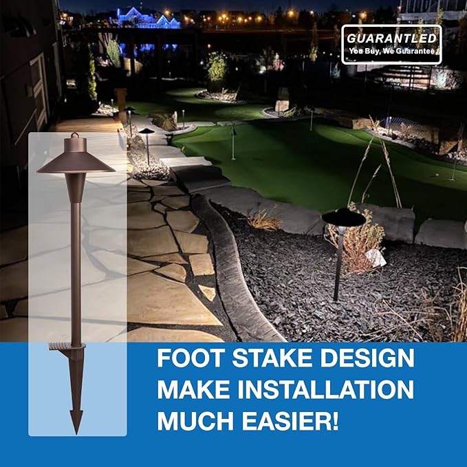 Landscape Path Lights 6 Pack, Low Voltage Pathway Lights Compatible with Transformer, 3CCT Adjustable LED, Premium 12V 24V DC ORB Landscape Path Lighting for Outdoor Yard Garden Walkway, Flat Hat
