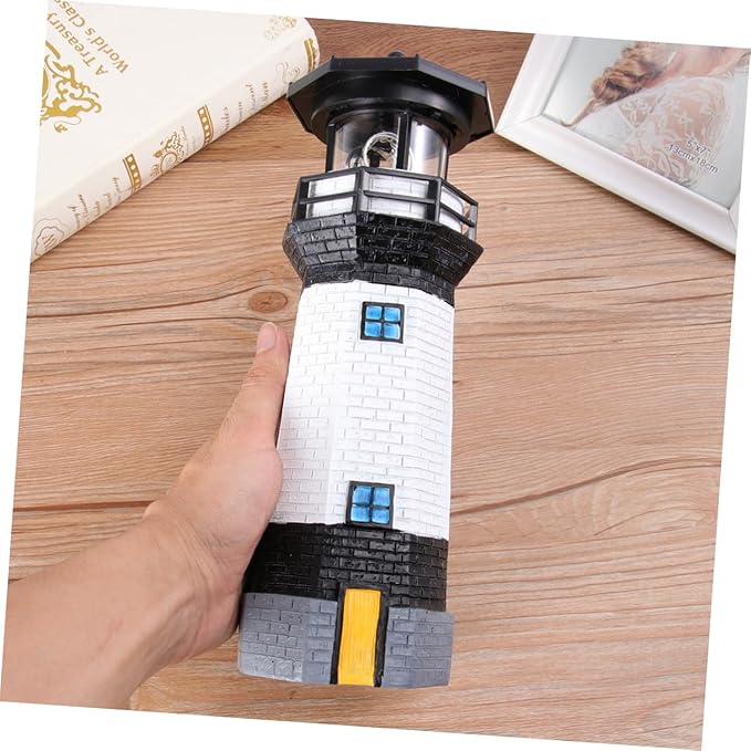 1pc Led Solar Revolving Lighthouse Garden Decorative Light for Lawns Walkways and Yards Energy-Saving Resin Design | Lumora