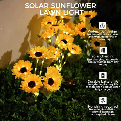 2 Pack Solar Garden Lights Outdoor, Waterproof 6- Sunflower Lights for Yard, Solar Powered Outdoor Lights, Stake Lights for Patio Pathway Lawn Fence