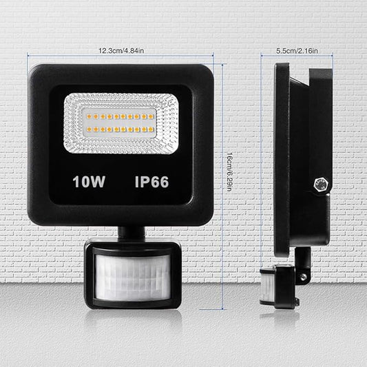Motion Sensor Flood Light Outdoor,10W Security Light, IP66 Waterproof Outdoor Light,1000LM,3200K Motion Security Lights with Plug for Garage Yard Patio Pathway Porch Entryways (Warm White)