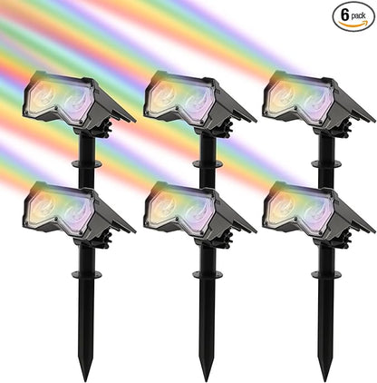 Solar Spotlights Outdoor [ 8 Colors/10 Modes], 2 in 1 Solar Powered Garden Spotlights with IP65 Waterproof, Landscape Pathway Lights for Christmas Decorations Pathway, Porch, Gate (6)