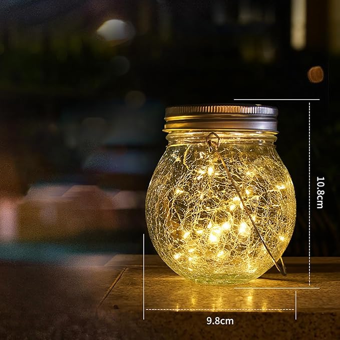 Solar Lights Globe Outdoor Decorative, Hanging Cracked Glass Ball Solar Lights Waterproof, Solar Powered Lantern | Lumora