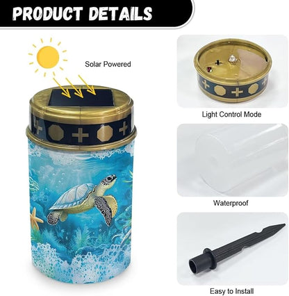 ZOUTAIRONG Blue Sea Turtle Solar Light for Cemetery Grave Outdoor Waterproof Powered Solar Pathway Lights 1 Pack Outdoor Cemetery Lights for Grave