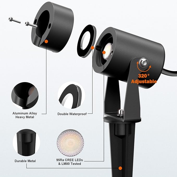 Low Voltage Landscape LED Spotlight, 3W 12V AC/DC Outdoor Waterproof Garden Lights for Yard, Pathway, Tree Up | Lumora