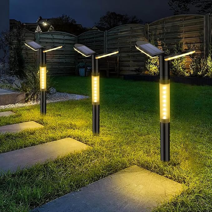 Outdoor Solar Pathway Lights, Warm White and Cool White, Landscape Lighting with Stakes