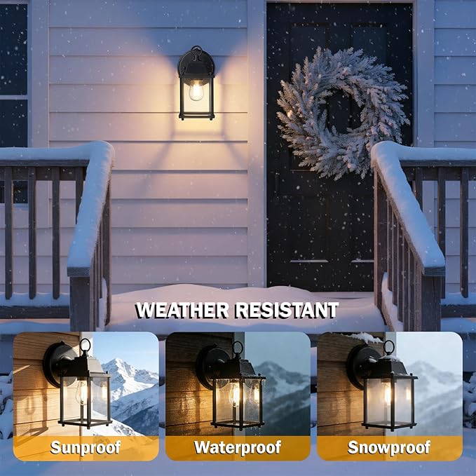 LIT-PaTH Dusk to Dawn Outdoor Wall Lantern, Wall Sconce, Waterproof Proch Light Fixture E26 Base, Aluminum Housing | Lumora