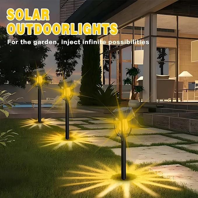 2 Pack Solar Pathway Lights Outdoor, Sensor Light Garden Lights Outdoor Warm White, Waterproof Led Solar Path Lights for Yard, Patio, Landscape, Walkway