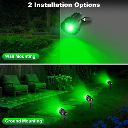 St. Patrick's Day Green Landscape Spotlights, 14 LED Landscape Lighting with US Plug, IP65 Waterproof Outdoor for Tree Yard Garden Pathway Halloween Christmas Decor, 4 Pack