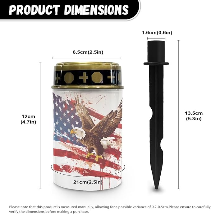 American Flag Solar Lights Outdoor for Cemetery US Flag Cemetery Solar Lights with Eagle Grave Decorations Waterproof LED Lighting