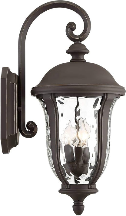 John Timberland Park Sienna Vintage Outdoor Wall Light Fixture Bronze 22 1/4" Clear Hammered Glass Downbridge for Exterior House Porch Patio Outside Deck Garage Yard Front Door Garden Home