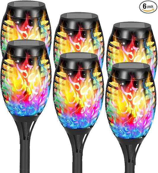 Solar Lights Outdoor, Solar Torch Lights with Flickering Flame,Waterproof Outdoor Garden Lights for Outside Patio Pathway Yard Decorations(6/8/1-/12/16/18/24, Multicolor) (6)
