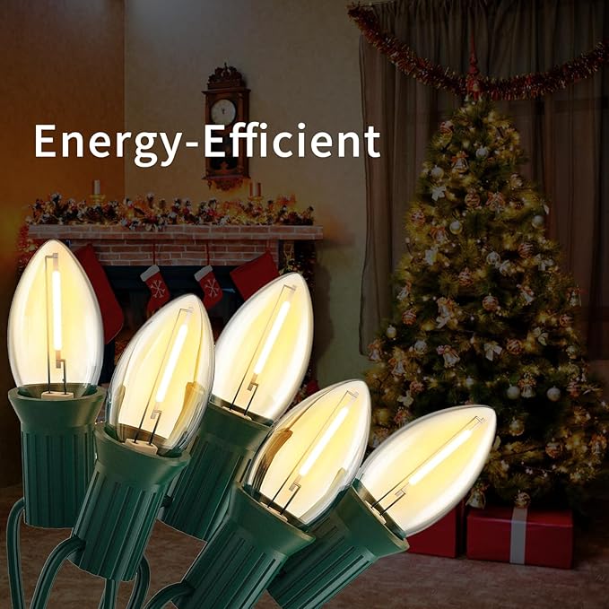 10FT C7 Christmas Lights, Warm White LED Indoor Outdoor String Lights for Halloween, Xmas Tree, Window, Door, Party | Lumora